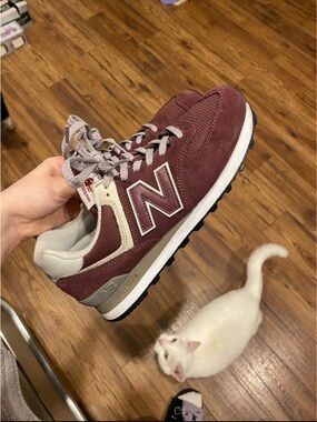 New Balance Women's Burgundy and Cream Retro Suede Sneaker